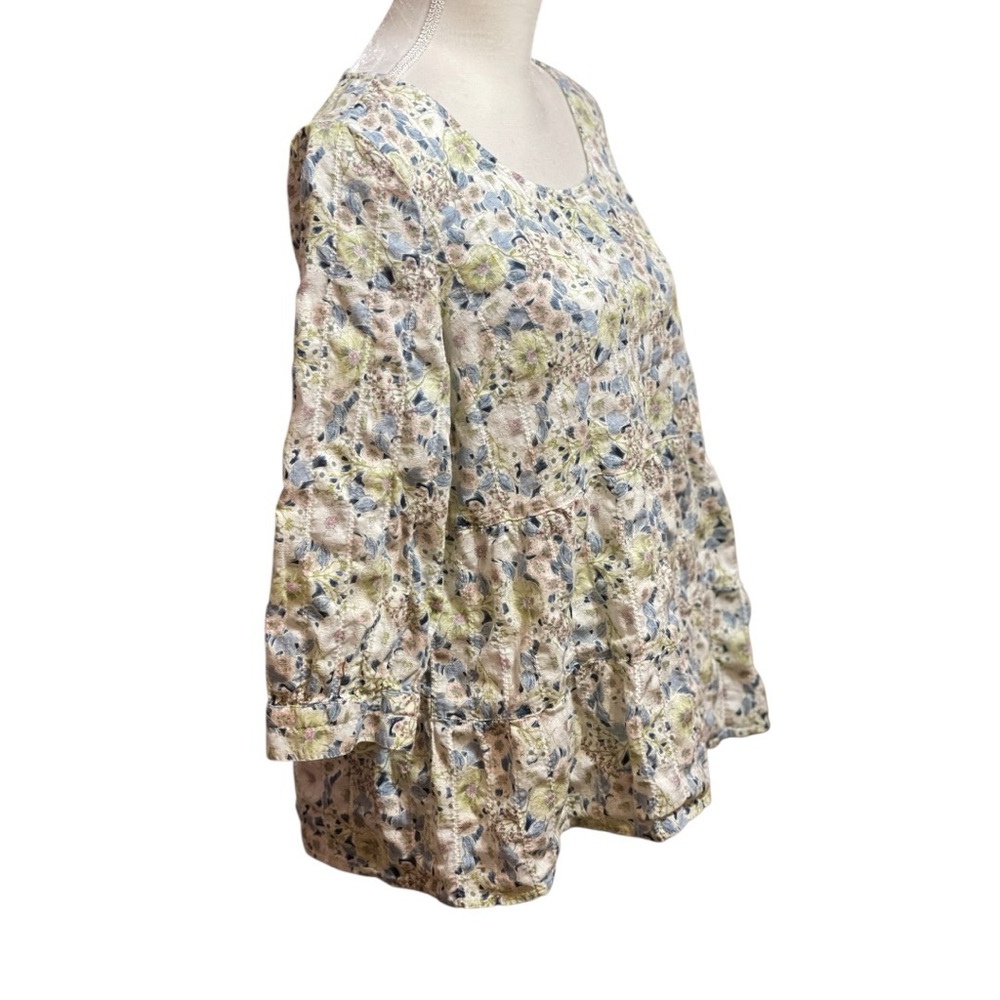 J. Jill Womens Floral Blouse Tiered Textured Size Medium Spring Peasant Fairy - Picture 4 of 12